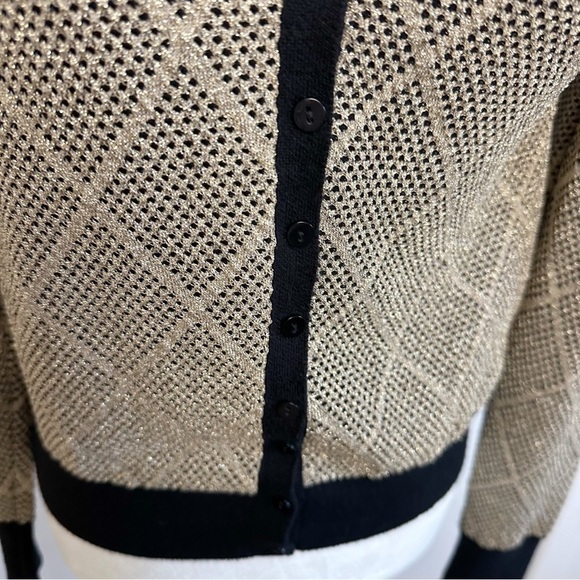Zara Metallic Cardigan Button Front Geometric Momcore Academia - Picture 6 of 15